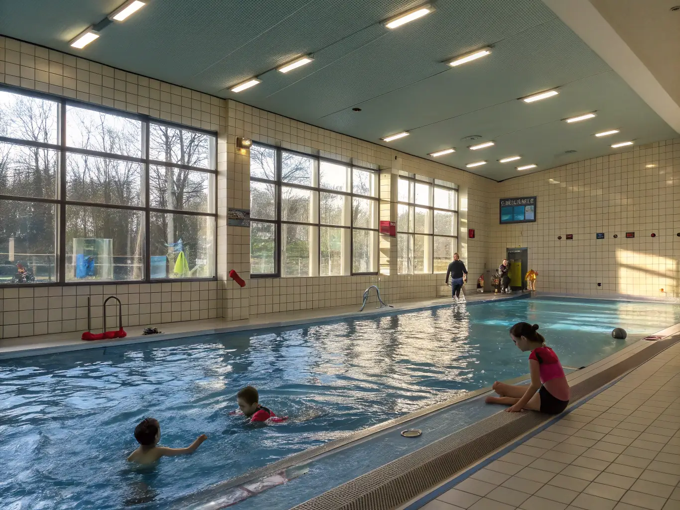 An image of a group of people participating in a recreational swimming class, emphasizing the fun and social aspects of aquatic activities.